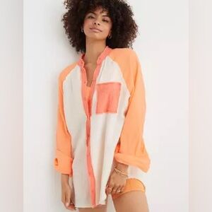 Aerie Gauzy Coverup Shirt Sz XL